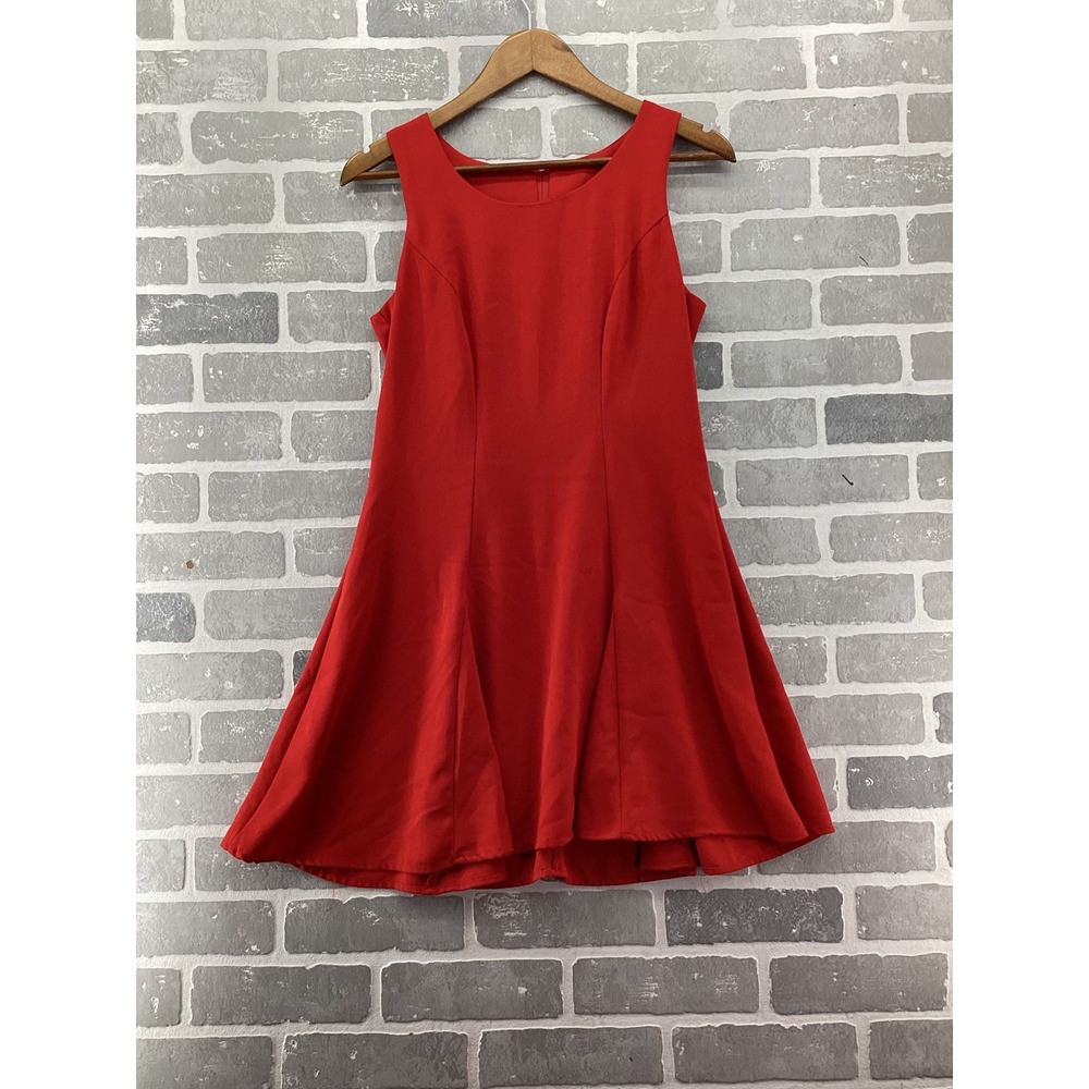 Byer Dress California Red Sleeveless Lace Up Back Fit and Flare Mini Dress